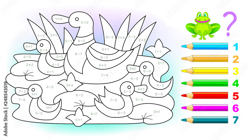 Duck Math Sheet Educational page with exercises for children on addition and ...