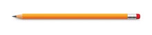 Realistic Yellow Pencil Sharpened With A Red Rubber Band - Stock Vector.