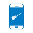 Gitarre auf Smartphone Display - blau