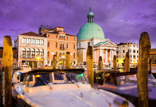 Fotomural Nightscape of San Simeone Piccolo Church at Venice, Italy