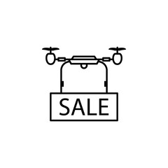 Poster - quadcopter, drone, sale, nameplate icon. Element of quadrocopter icon. Thin line icon for website design and development, app development. Premium icon