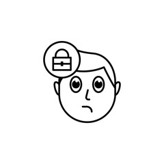 Poster - human face character mind in suitcase icon