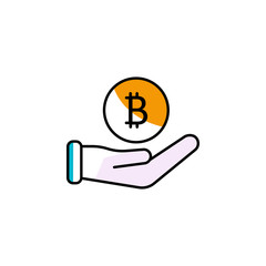 Aufkleber - bitcoin, cryptocurrency, hand, finance icon. Element of color finance. Premium quality graphic design icon. Signs and symbols collection icon for websites