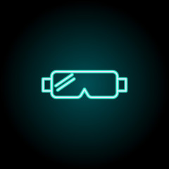 Poster - mask icon. Elements of construction in neon style icons. Simple icon for websites, web design, mobile app, info graphics