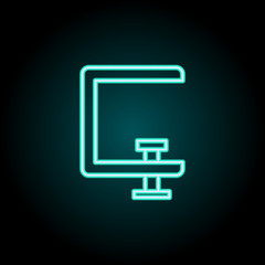 Poster - vise icon. Elements of construction in neon style icons. Simple icon for websites, web design, mobile app, info graphics