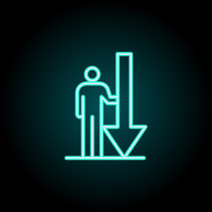 Poster - arrow down icon. elements of conceptual figures in neon style icons. simple icon for websites, web d