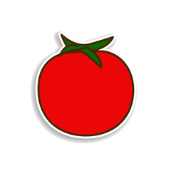 Poster - a tomato colored sticker icon. Elements of fruit in color icons. Simple icon for websites, web design, mobile app, info graphics