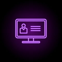 Poster - profile information line icon. Elements of web in neon style icons. Simple icon for websites, web design, mobile app, info graphics