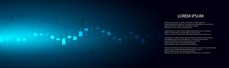 Poster - Stock market graph or forex trading chart for business and financial concepts, reports and investment on dark background . Vector illustration