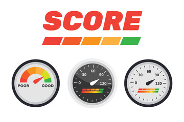Wall Mural - Guage icon. Credit score indicators and gauges vector set. Score vector icon