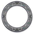 round frame silver color with blue topaz