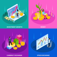 Poster - Stock Exchange Isometric Icon Set