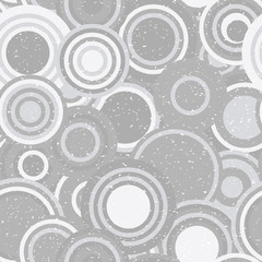 Poster - Modern vector abstract seamless geometric pattern with  circles in retro scandinavian style. Neutral gray and white colored shapes with worn out texture.