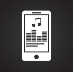 Fototapete - Smartphone player app icon on black background for graphic and web design, Modern simple vector sign. Internet concept. Trendy symbol for website design web button or mobile app