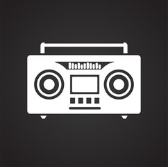 Fototapete - Cassette player icon on black background for graphic and web design, Modern simple vector sign. Internet concept. Trendy symbol for website design web button or mobile app