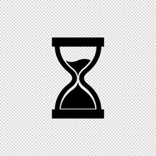 Hourglass Icon - Black Vector Illustration - Isolated On Transparent Background