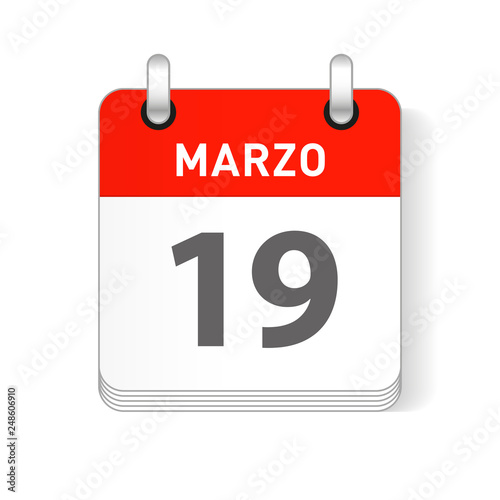 Marzo 19, March 19 Calendar Date Design Stock Vector Adobe Stock