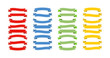 Ribbons Banners collection in red, blue, green and yellow on blank bakcground