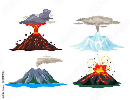 Volcano Eruption Set With Magma Smoke Ashes Isolated On White Background Volcanic Activity Hot Lava Eruption Sleeping And Erupting Volcanoes Flat Vector Illustration Stock ベクター Adobe Stock Volcano Eruption Set With Magma Smoke Ashes Isolated On White Background Volcanic Activity Hot Lava Eruption Sleeping And Erupting Volcanoes Flat Vector Illustration Stock ベクター Adobe Stock