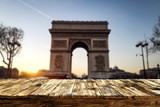 Fototapeta Paryż - Table background of free space and Paris landscape 