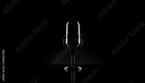 Fotografía Radio microphone on black background