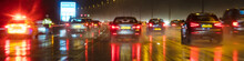Motion Blur British Motorway Traffic And Police Panorama