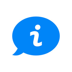 Poster - i question mark in blue ask dialog bubble, faq information button vector icon