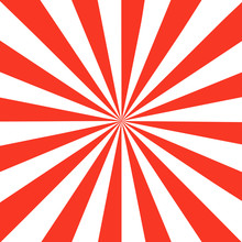 Red White Sunbeam Background. Red Striped Abstract Wallpaper. Vector Illustration