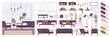 © andrew_rybalko - Living room modern interior, home or office creation kit, lounge set with furniture, different constructor elements to build own design. Cartoon flat style infographic illustration with color palette