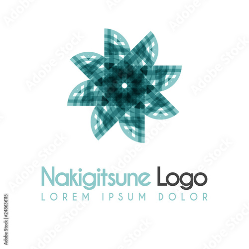 Blue And Gray Flower Logos With Geometric Shapes For The