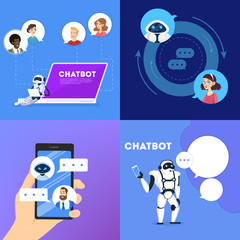 Poster - communication with a chatbot concept. customer service