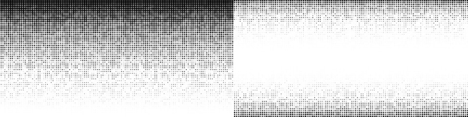 Wall Mural - Halftone horizontal gradient pattern. Background using halftone random dots texture. Grunge backdrop. Technology design element. Vector Illustration 