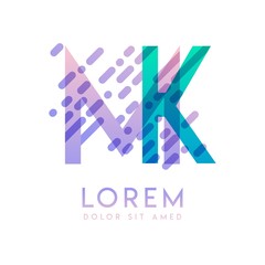 MK logo with the theme of galaxy speed and style that is suitable for creative and business industries. KM Letter Logo design for all webpage media and mobile, simple, modern and colorful.