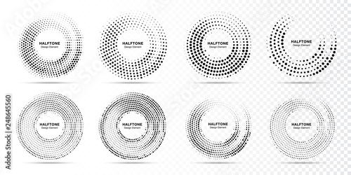 Fotomural Halftone circle dotted frame circularly distributed