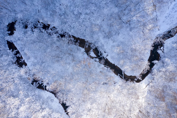 Wall Mural - Aerial view of river