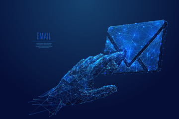 Aufkleber - touch on email low poly blue