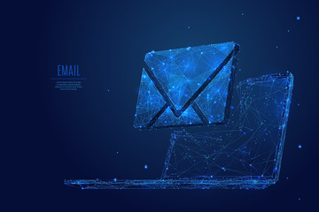 Aufkleber - email on laptop low poly blue