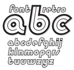 Poster - Set of vector cursive retro lower case English alphabet letter, for use as retro poster design elements