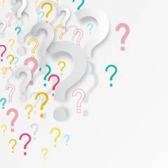 Wall Mural - Question Mark Background. Vector Mystery Backdrop with Paper Cut Question Marks Symbols.