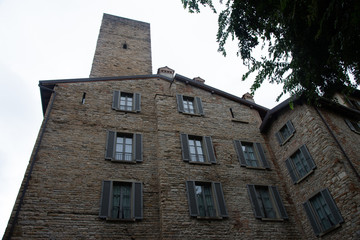 Wall Mural - Old houses in upper Bergamo, Italy. View of the 