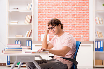 Young student preparing for college exams