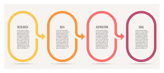 Business infographics. Timeline with 4 steps, options, ellipses. Vector template.