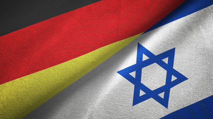 Wall Mural - Germany and Israel two flags textile cloth, fabric texture