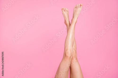 Cropped close-up image view photo of nice perfect long attractive feminine fit t Poster Mural XXL
