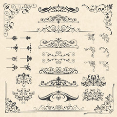 Poster - calligraphy borders corners. classic vintage ornament victorian old frames vector design elements. i