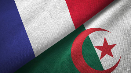 Wall Mural - France and Algeria two flags textile cloth, fabric texture