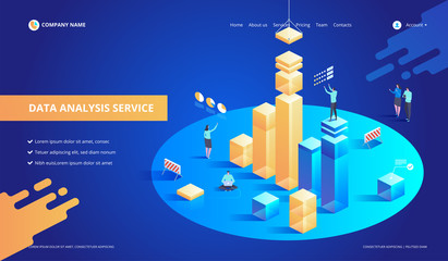 Data analysis service isometric abstract vector illustration.