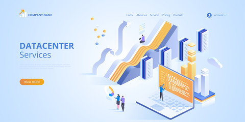 Poster - Datacenter Services. Vector isometric illustration for landing page.