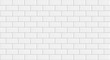 White rectangle mosaic tiles texture  background. Classic white metro tile. Long wide picture.