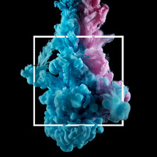 Color Splashes Of Ink In Water Isolated On Black